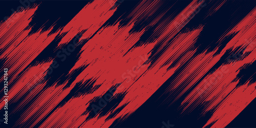 Red halftone dots blue color pattern gradient grunge texture background. Dot pop art comic sport  grunge texture