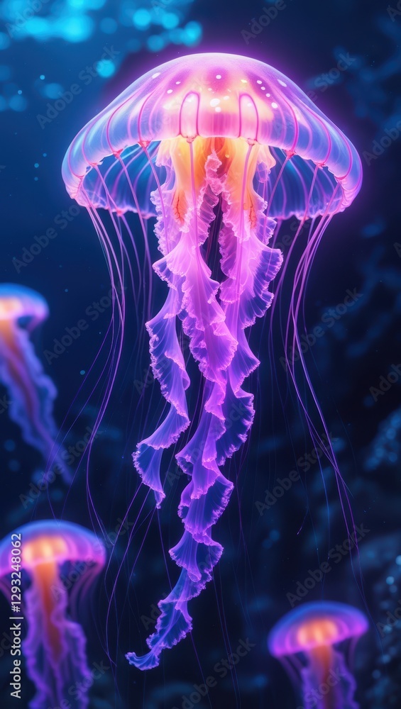 Glowing jellyfish underwater photography marine life ocean creatures sea animals aquatic nature wildlife photo Glowing jellyfish underwater photography marine life ocean creatures sea animals aquatic nature wildlife photo