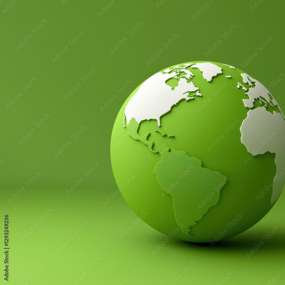 Stylized green globe symbolizing sustainability and environmental awareness. Stylized green globe symbolizing sustainability and environmental awareness.