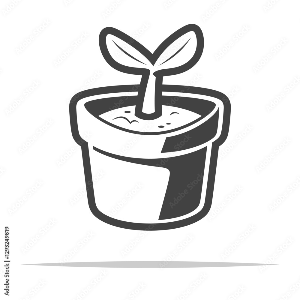 Cute young plant in a pot icon transparent vector isolated Cute young plant in a pot icon transparent vector isolated