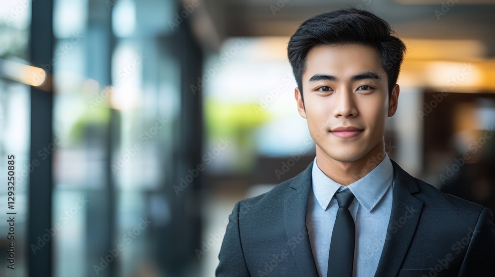 Focused young businessman in formal attire, embodying determination and professionalism.