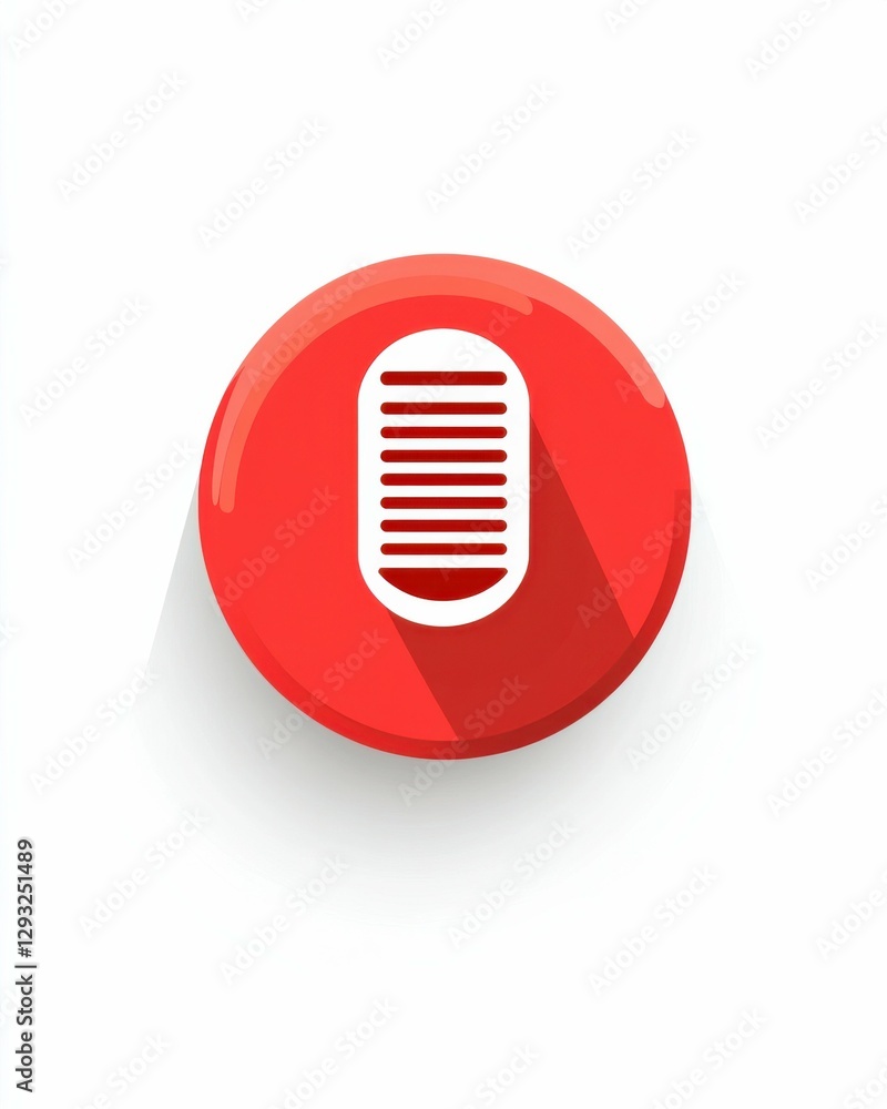 Mute Microphone Icon - Red Round Button for Silent and Quiet Mode Mute Microphone Icon - Red Round Button for Silent and Quiet Mode