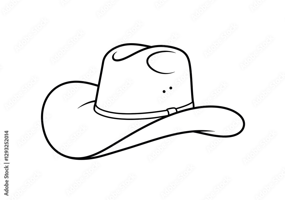 Cowboy Hat Line Art Black and White Illustration Graphic Style Cowboy Hat Line Art Black and White Illustration Graphic Style