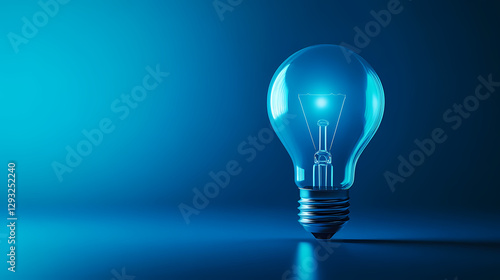 Glowing light bulb with blue gradient