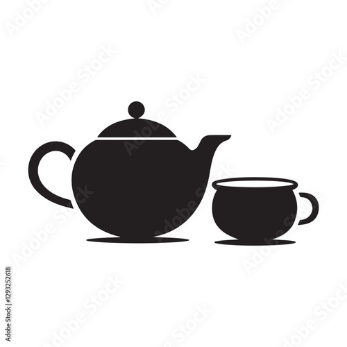 Silhouette of a Simple Teapot and Teacup clipart