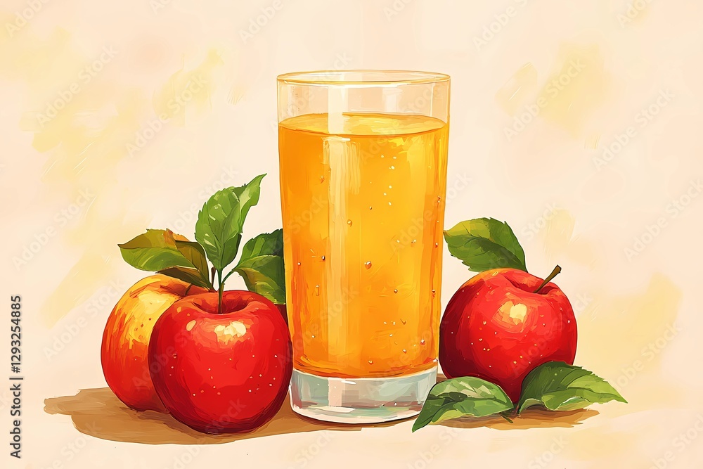Pouring apple juice into a tall glass, dynamic splash effect, golden liquid flowing smoothly, healthy fruit drink advertisement, fresh and natural, book illustration style Pouring apple juice into a tall glass, dynamic splash effect, golden liquid flowing smoothly, healthy fruit drink advertisement, fresh and natural, book illustration style