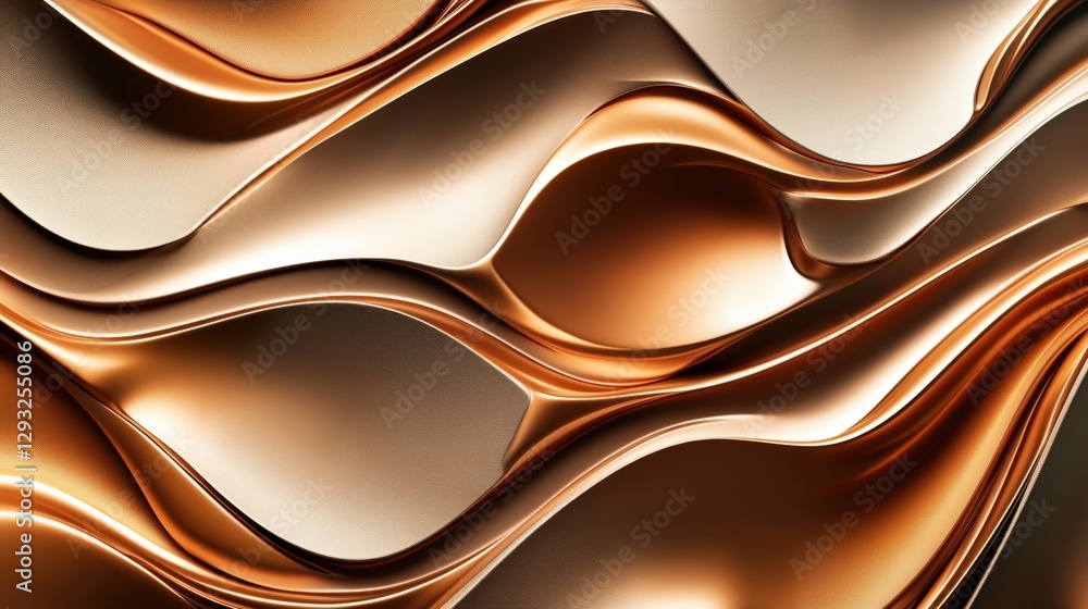 Obraz premium Modern abstract 3D design with bold geometric shapes and flowing patterns in gold color