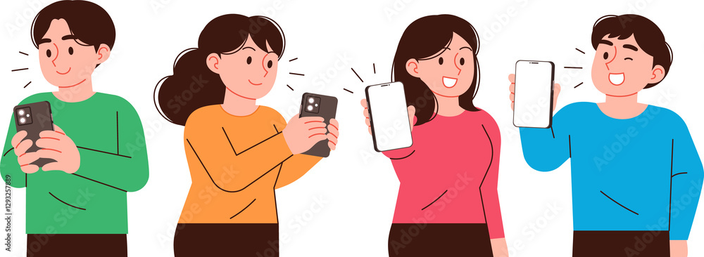 People holding smartphones. People looking at their smartphones or showing their screens towards you. People holding smartphones. People looking at their smartphones or showing their screens towards you.
