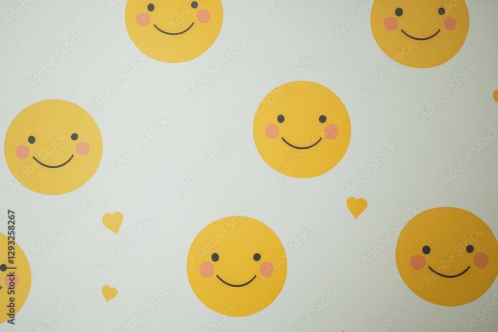 A minimalist wallpaper with large, cheerful emoticons in different shades of yellow smiling against a white backdrop. A minimalist wallpaper with large, cheerful emoticons in different shades of yellow smiling against a white backdrop.