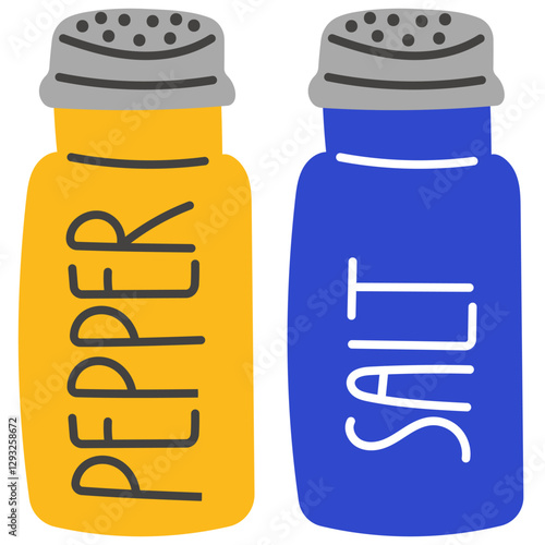 Salt and Pepper Spice Shakers. Condiment shaker for kitchen cooking.