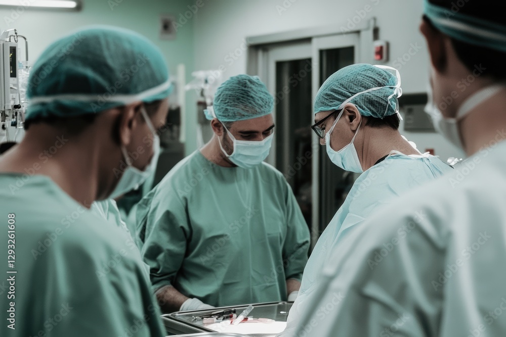 A group of doctors in a hospital discussing a diagnosis - teamwork. A group of doctors in a hospital discussing a diagnosis - teamwork.