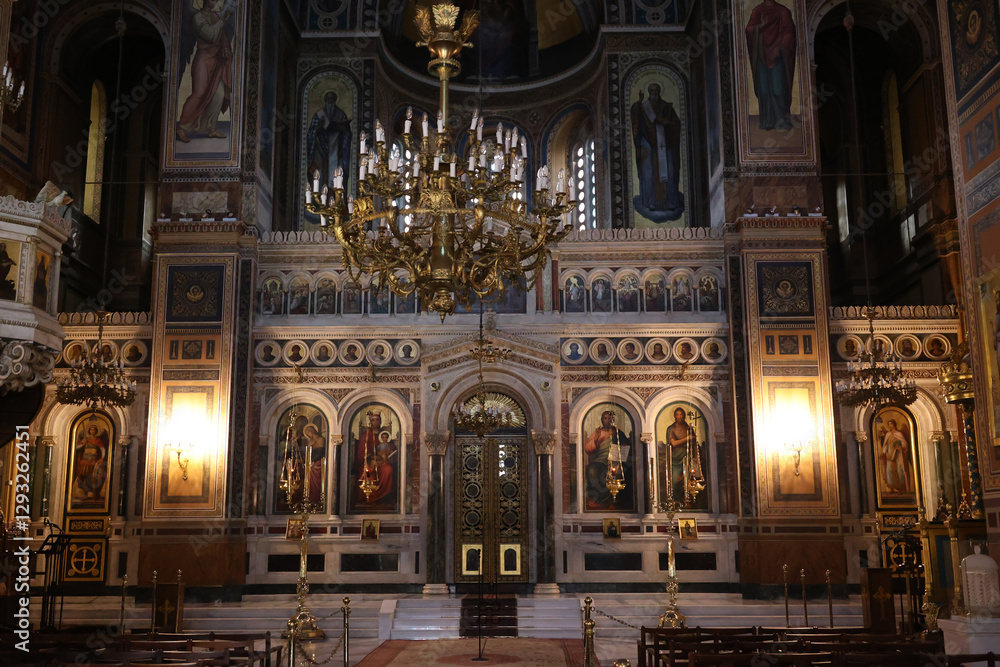 Obraz premium Interior view of the Holy Metropolitan Church of the Annunciation in Athens-Greece 