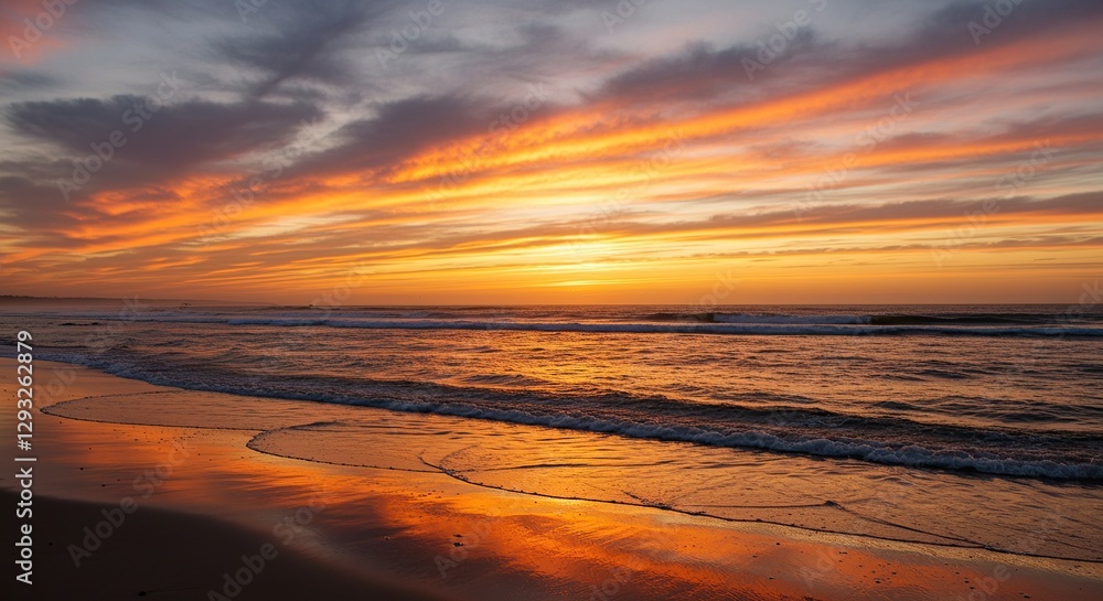 Obraz premium Serene Ocean Waves at Sunset