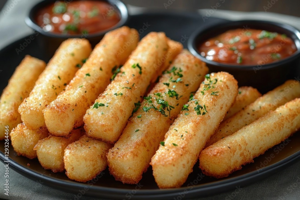 Crispy Fried Potato Sticks with Spicy Salsa Dip Crispy Fried Potato Sticks with Spicy Salsa Dip