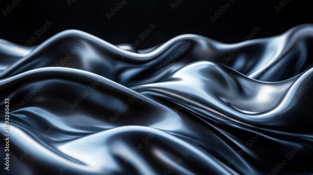 Obraz premium Dark, flowing fabric, abstract waves, studio shot