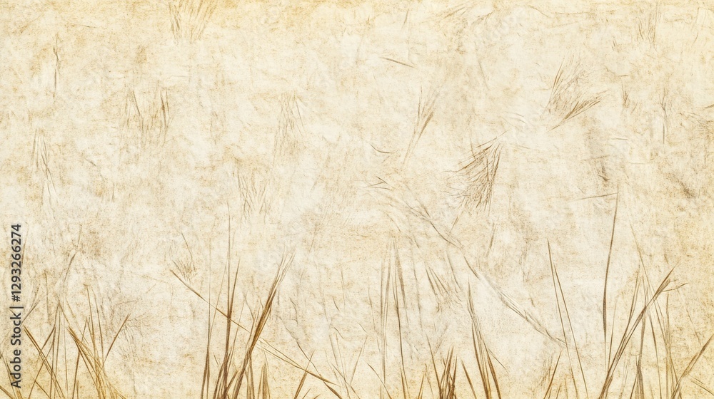 Fototapeta premium Vintage Aged Paper with Intricate Grass Design