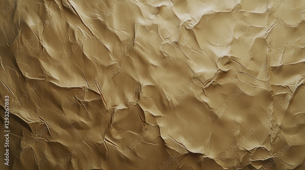 Obraz premium Crumpled Warm Beige Paper Texture Background for Design Projects