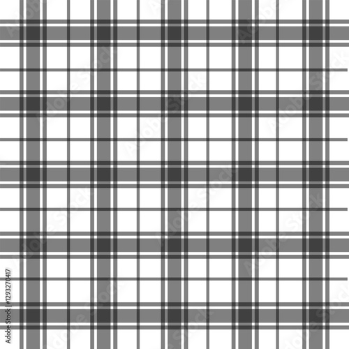 Minimalist black and white plaid pattern with clean lines. Ideal for fashion, home decor, packaging, and modern graphic design. Seamless and versatile.