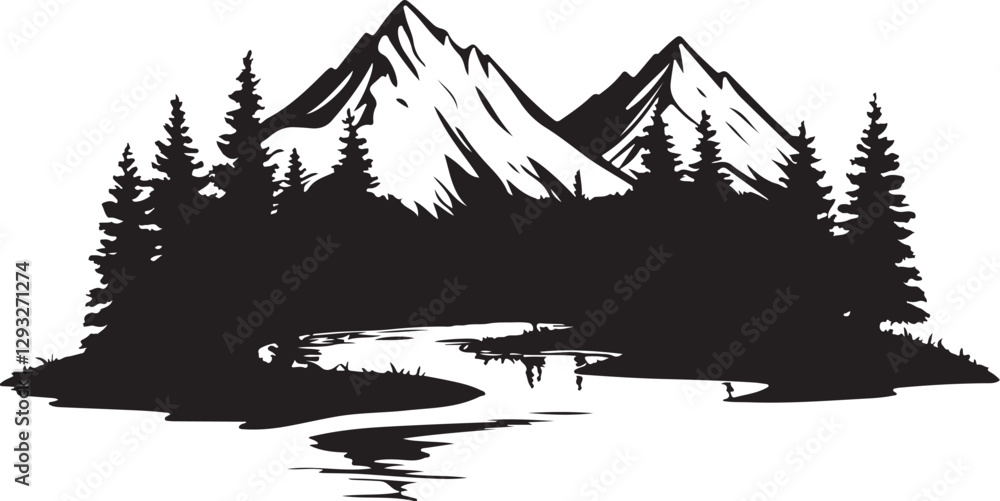 Fototapeta premium Mountain Landscape Vector Set