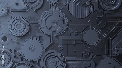 Wallpaper Mural Abstract Futuristic Mechanical Design: A Complex Interplay of Gears and Circuits Torontodigital.ca