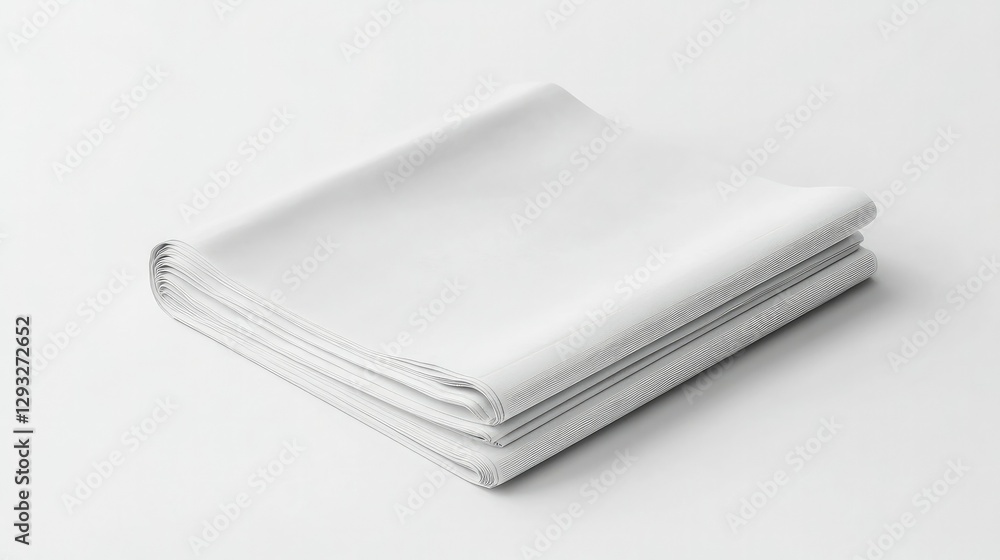 Classic broadsheet newspaper mockup on a white surface, minimalistic layout for headline and article previews Classic broadsheet newspaper mockup on a white surface, minimalistic layout for headline and article previews