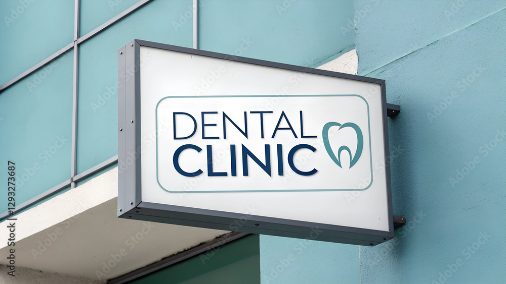 Clear and professional dental clinic sign on modern building exterior Clear and professional dental clinic sign on modern building exterior