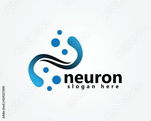 two blue neurons shaped n initials logo design inspiration