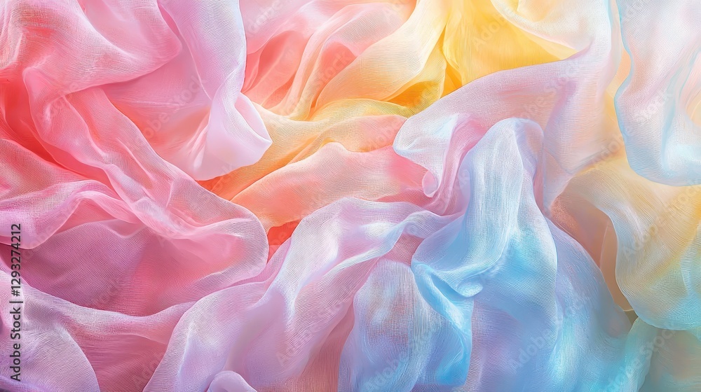 Obraz premium Soft Colorful Textiles Flowing in Gentle Waves and Layers