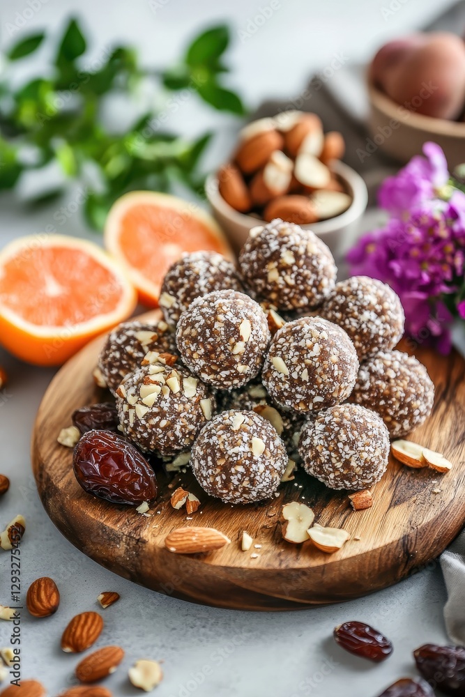 Elegant arrangement of sugar-free dates and assorted nuts in a beautifully styled setting. Elegant arrangement of sugar-free dates and assorted nuts in a beautifully styled setting.