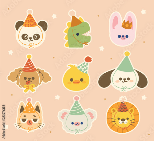 Adorable Cute Animal Wearing a Party Hat, Fun & Festive Celebration