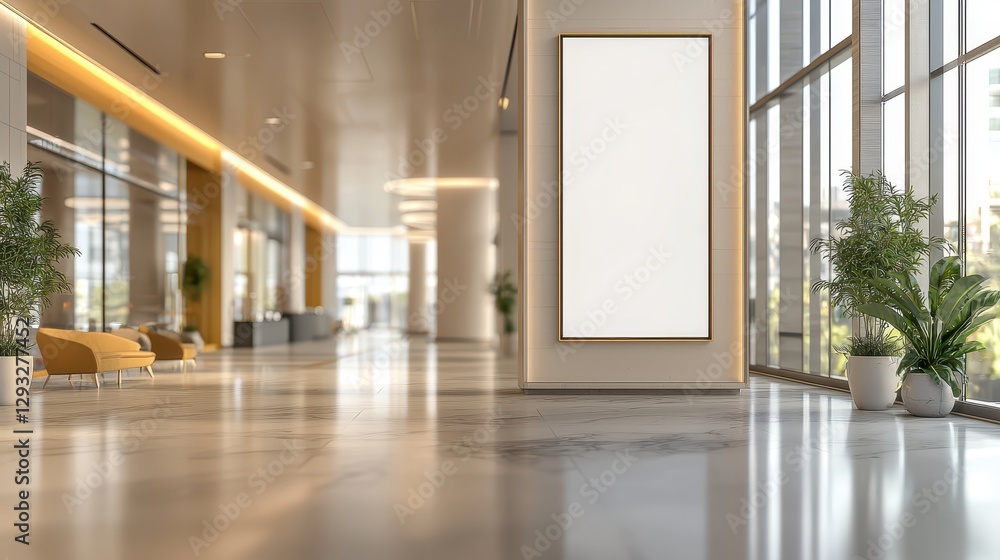 Fototapeta premium Bright and Modern Lobby Interior with Empty Frame Space