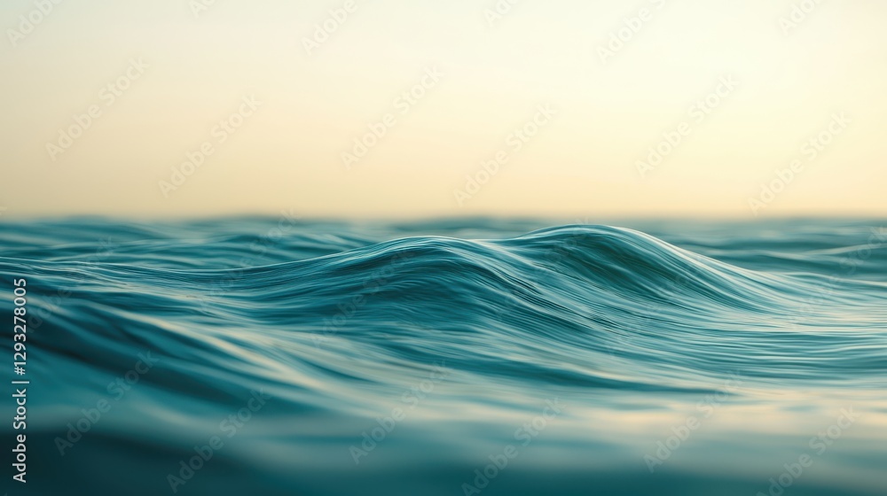 Obraz premium Serene Blue Ocean Waves Gently Rolling Under Soft Sunset Light