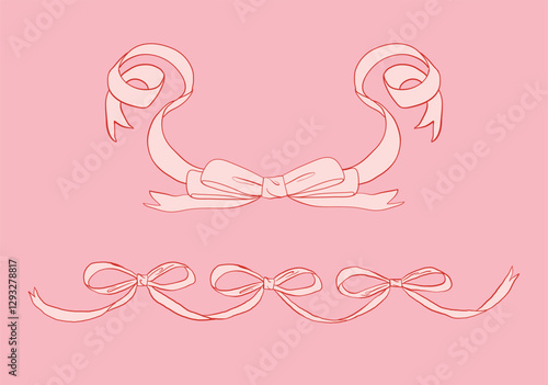Aesthetic Coquette Sketch Bow Frame Elegant & Decorative Design