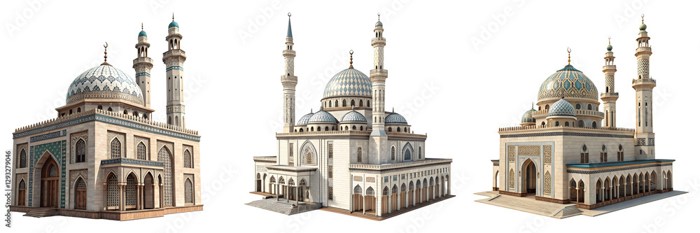 Fototapeta premium set for Grand Mosque 3D Model On a Transparent Background
