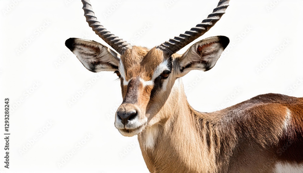 Fototapeta premium Striking Antelope in Pure White, Gracefully Captured against a Crisp Backdrop, Showcasing the Agility and Elegance of this African Savannah Wonder.