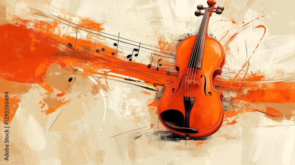 Fototapeta premium violin and music