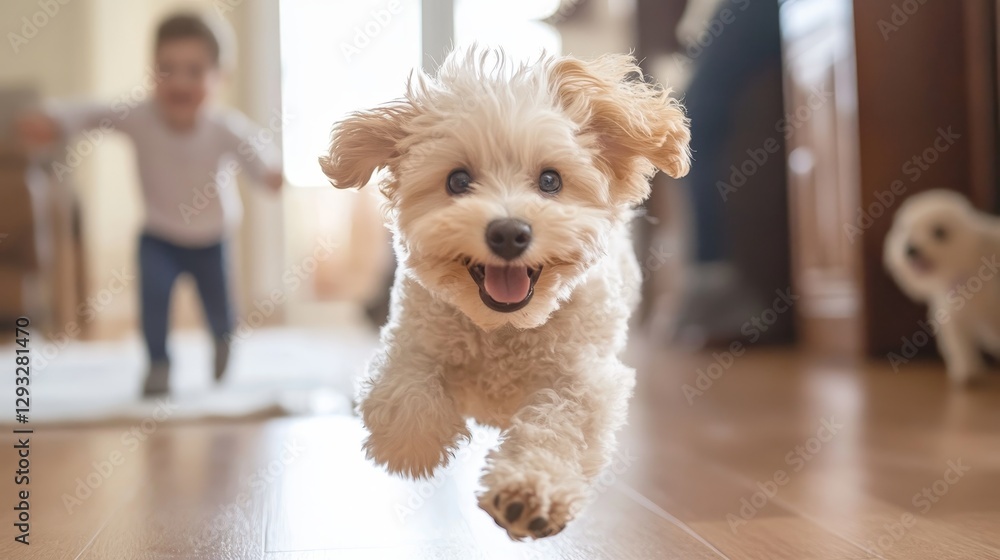 Adorable Puppy Running in the House