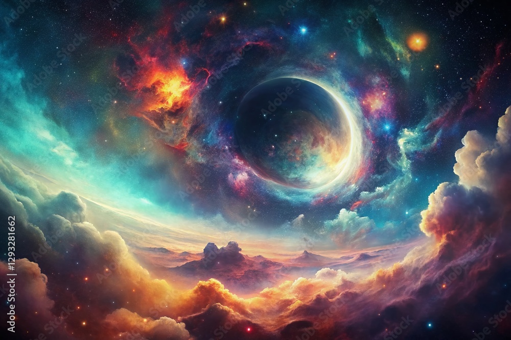 Retro Ethereal Celestial Realms: Dreamlike Galaxy Background with High Depth of Field Retro Ethereal Celestial Realms: Dreamlike Galaxy Background with High Depth of Field