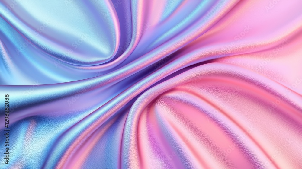 Obraz premium A vibrant swirl of silky fabric in shades of blue and pink, showcasing smooth textures and a flowing design.