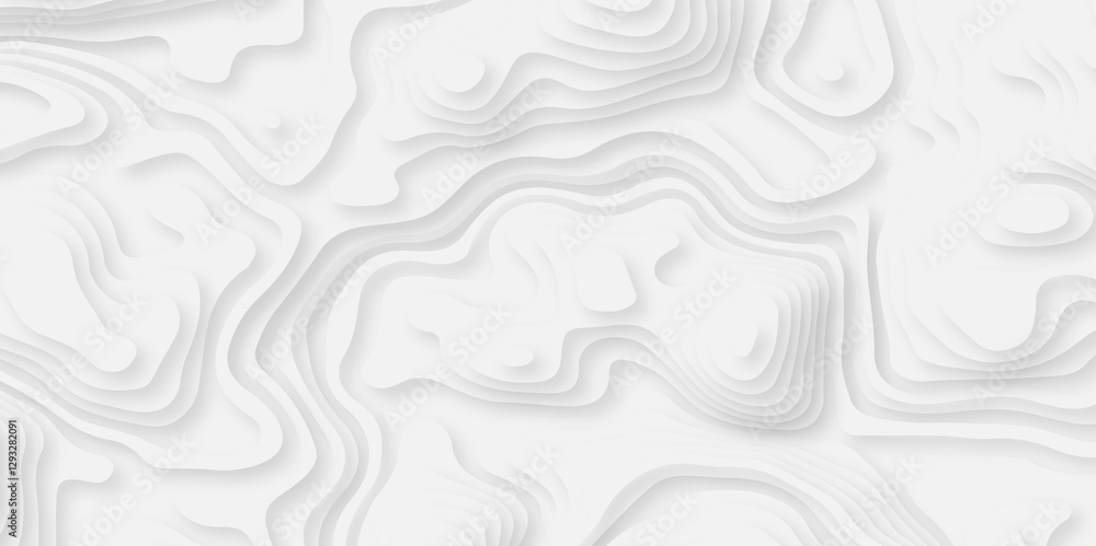 Abstract white paper cut background with lines. Background of the topographic map. White wave paper curved reliefs abstract background. Realistic papercut decoration textured with wavy layers. Abstract white paper cut background with lines. Background of the topographic map. White wave paper curved reliefs abstract background. Realistic papercut decoration textured with wavy layers.