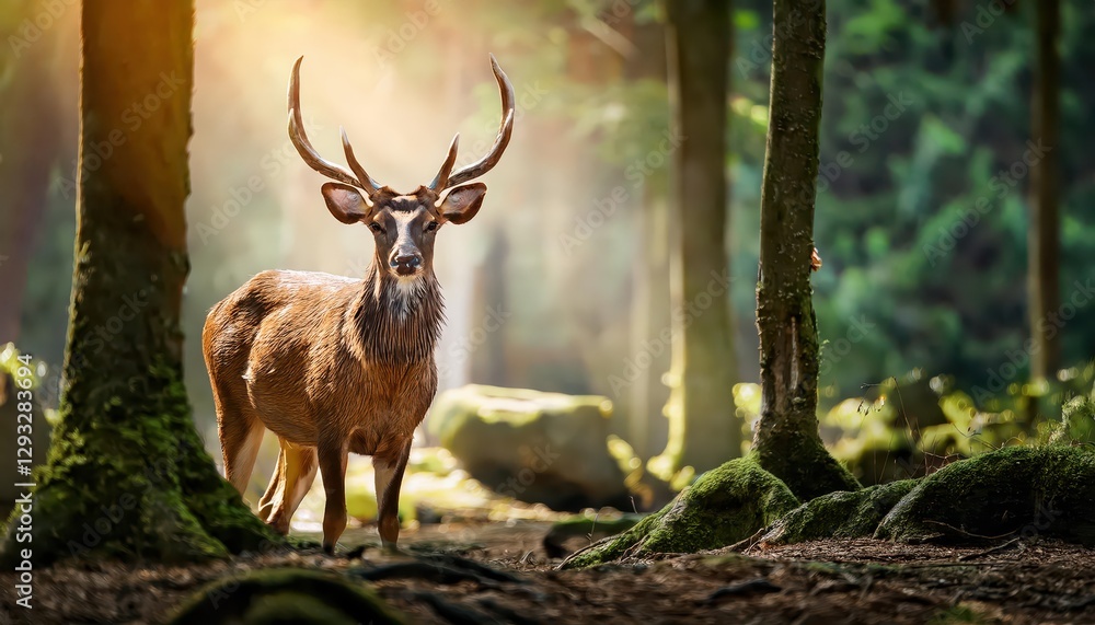 Majestic Deer Amid Desolate Landscape A Poignant Glimpse into the Plight of Endangered Species in the Heart of Deforested Wilderness, Majestic Deer Amid Desolate Landscape A Poignant Glimpse into the Plight of Endangered Species in the Heart of Deforested Wilderness,