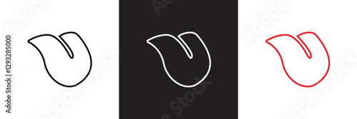 Mouth sticking tongue out icon.  Isolated on white and black background. Vector illustration. EPS 10