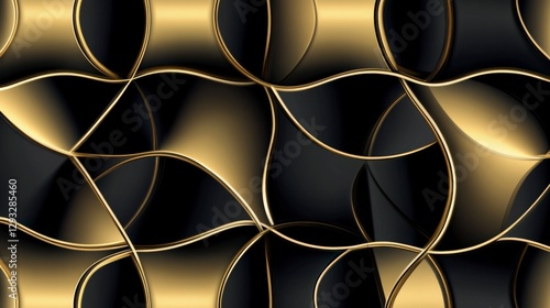 Abstract Black and Gold Geometric Design.  Stylish Modern Art Pattern