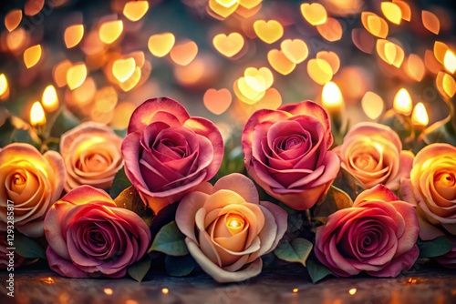 Romantic Long Exposure Heart Shaped Roses at Dusk