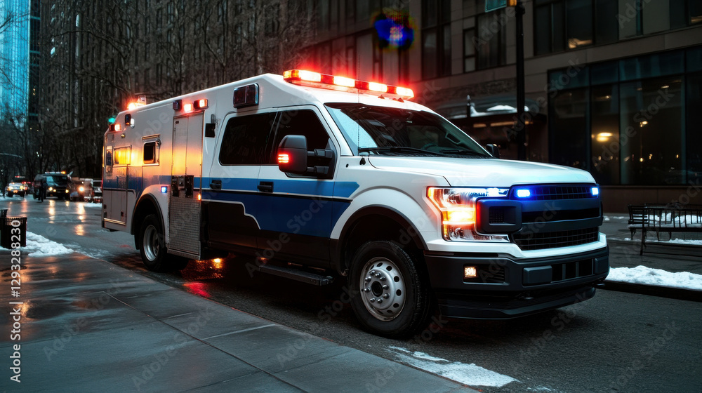 Ambulance responding to an emergency call at night Ambulance responding to an emergency call at night