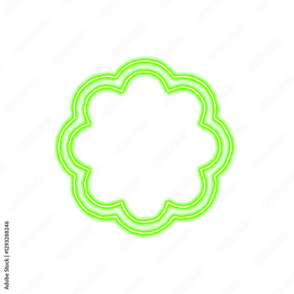 Icon badge from the flow of energy of green color. Shimmering neon Icon badge from the flow of energy of green color. Shimmering neon