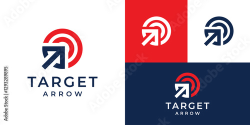 Simple target arrow logo. Abstract Target logo design vector illustration with arrow cursor.