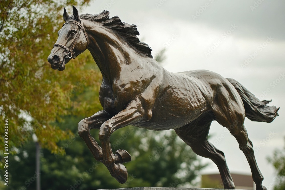 Fototapeta premium Secretariat: Iconic Statue of Legendary Racehorse in Lexington, Kentucky
