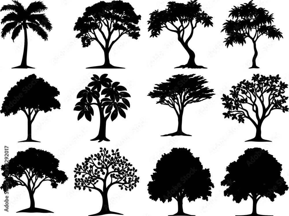 Fototapeta premium Tree bundle design silhouette vectors