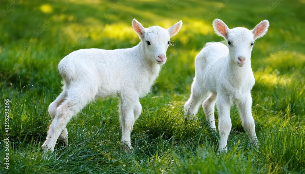 Adorable Baby Farm Animals Frolicking in Lush Green Summer Pasture, Radiating Playful Energy and Warmth on a Serene Afternoon Adorable Baby Farm Animals Frolicking in Lush Green Summer Pasture, Radiating Playful Energy and Warmth on a Serene Afternoon